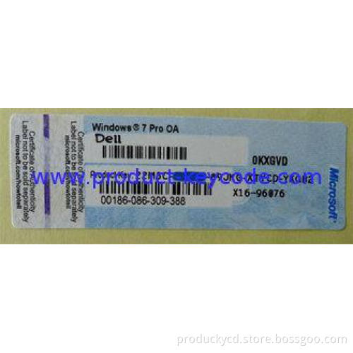 COA Label Windows Product Key Sticker For Windows 7 Pro OA